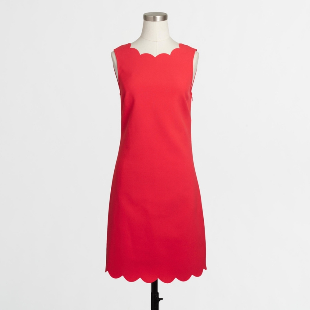 J Crew Scalloped Sheath Coral Salmon Dress Sz 4